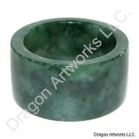 Wide Green Jade Thumb Ring of Protection