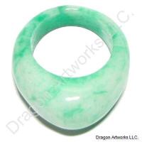 Luxurious Chinese White Green Jade Ring